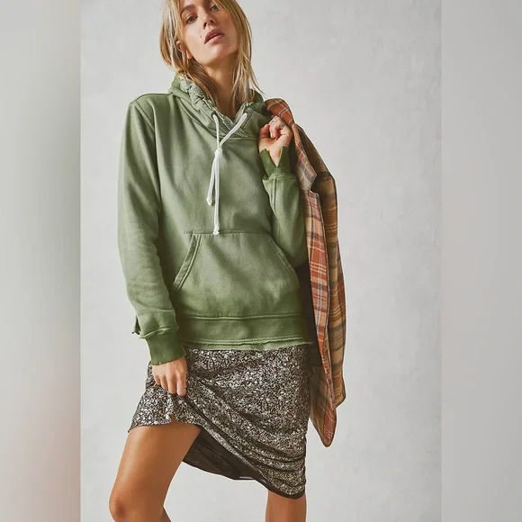 NEW Free People We The Free Zuma Hooded Sweatshirt In Sea Serpent Green - Picture 13 of 13